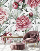 Stylish Pink Peonies Wallpaper Contemporary