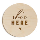 She's Here Newborn Baby Girl Announcement Sign