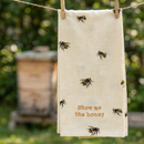Show Me The Honey Honeybee Dish Cloth Towel | Cotten Linen Cotton and Linen | Embroidered Text | 18" x 28"