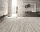 SPC Vinyl Rigid Core 7" Width 60" RL, 6mm Thick, 1.5mm IXPE Scrolled Henna Silva Floors - Mazzia Collection Product shoot Wash room view