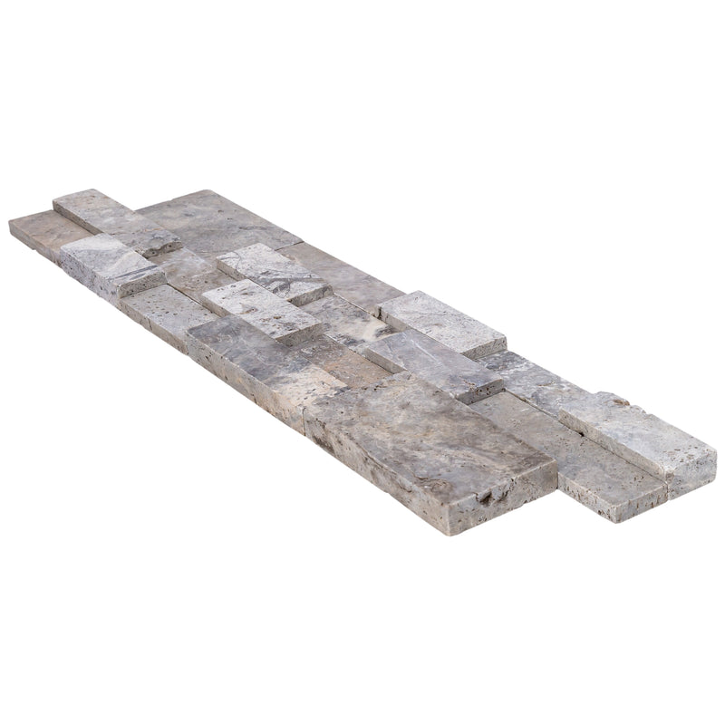 Silver Ledger 3D Panel 6"x24" Natural Travertine Wall Tile - one profile view