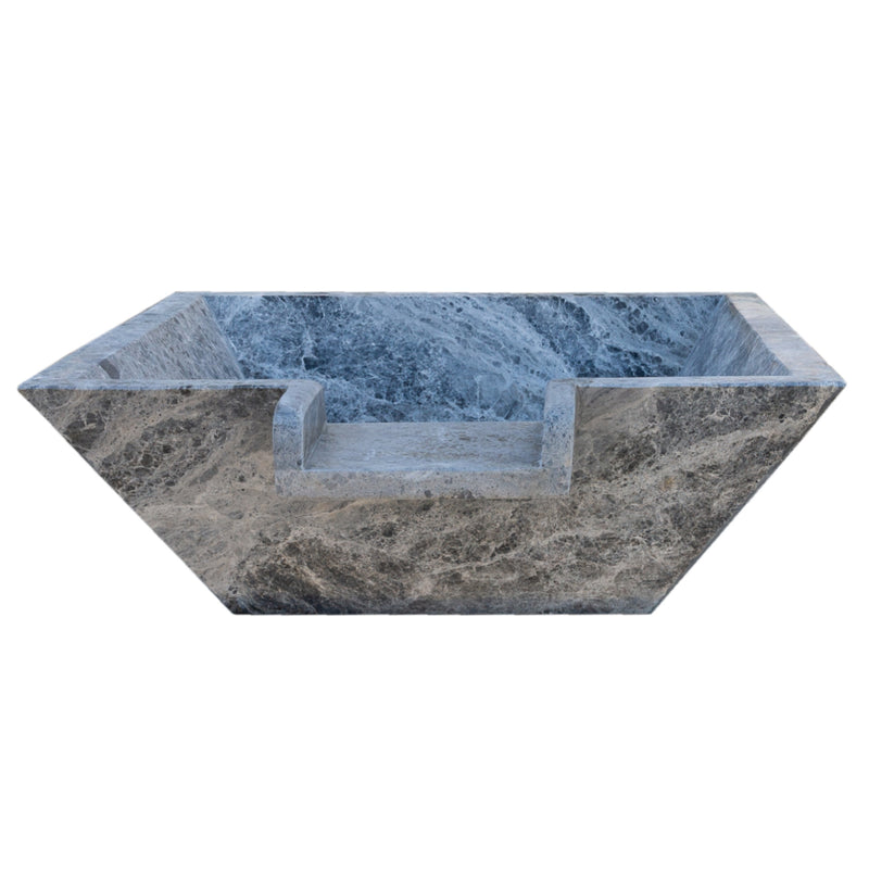 Silver shadow marble natural stone pool cascade water bowl side view