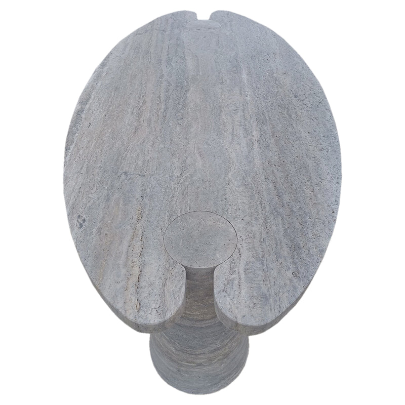 Silver Travertine Vein-cut Coffee Table Conic legs Honed (W)24" (L)48" (H)16" angle view