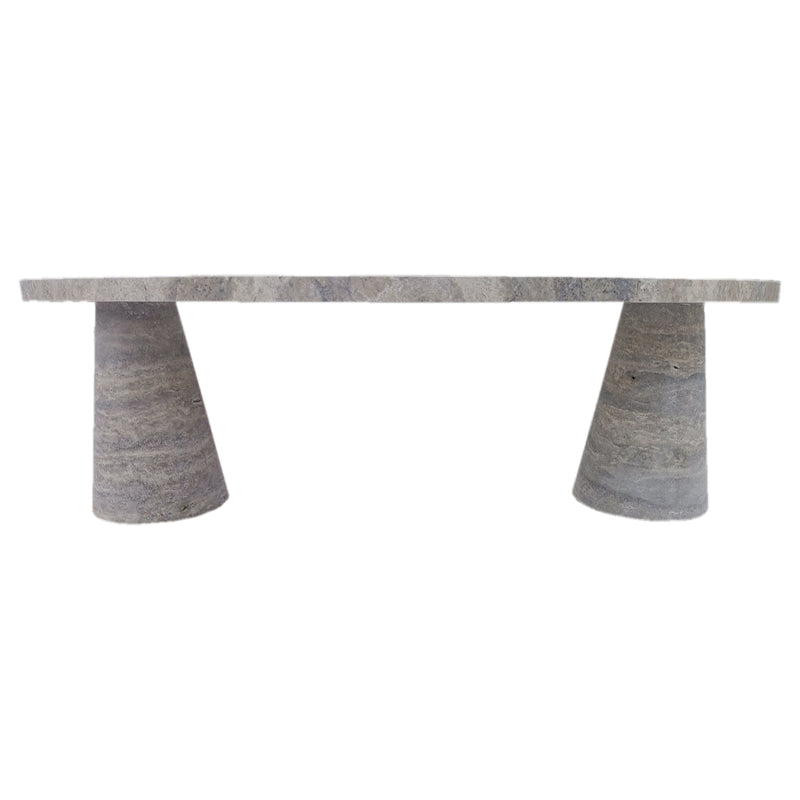 Silver Travertine Vein-cut Coffee Table Conic legs Honed (W)24" (L)48" (H)16" side view