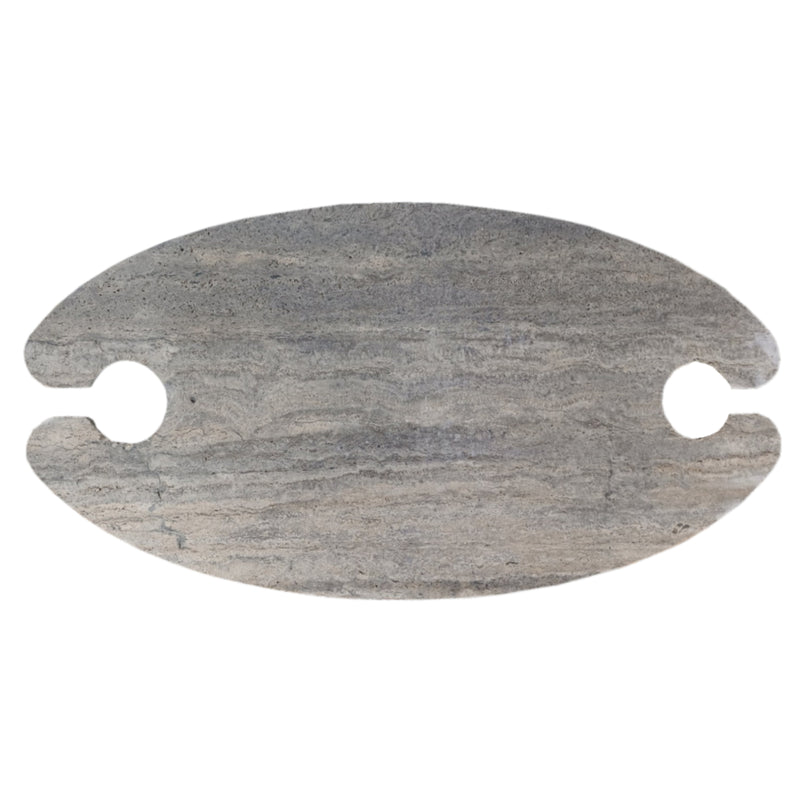 Silver Travertine Vein-cut Coffee Table Conic legs Honed (W)24" (L)48" (H)16" tabletop top view