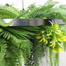 Artificial Hanging Plant Chandelier – Draping Fern Circular Ring (31.5in) Silver Frame – UV Resistant