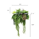 Artificial Hanging Plant Chandelier – Tropical Foliage Circular Ring (23.5in) Silver Frame – UV Resistant