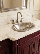 Silver Hammered Brass Sink - Oval Drop-in Silver Sink