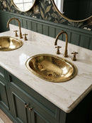 Silver Hammered Brass Sink - Oval Drop-in Silver Sink