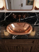 Silver Hammered Brass Sink - Oval Drop-in Silver Sink
