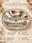 Silver Hammered Brass Sink - Oval Drop-in Silver Sink