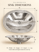 Silver Hammered Brass Sink - Oval Drop-in Silver Sink