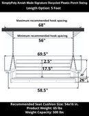 SimplyPoly 5 Foot Amish Made Signature Recycled Plastic Porch Swing, Dark Grey