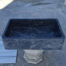 Turkish Sirius Black Marble Farmhouse Kitchen Sink - Polished Natural Stone 16x24x6