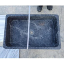 Turkish Sirius Black Marble Farmhouse Kitchen Sink - Polished Natural Stone 16x24x6