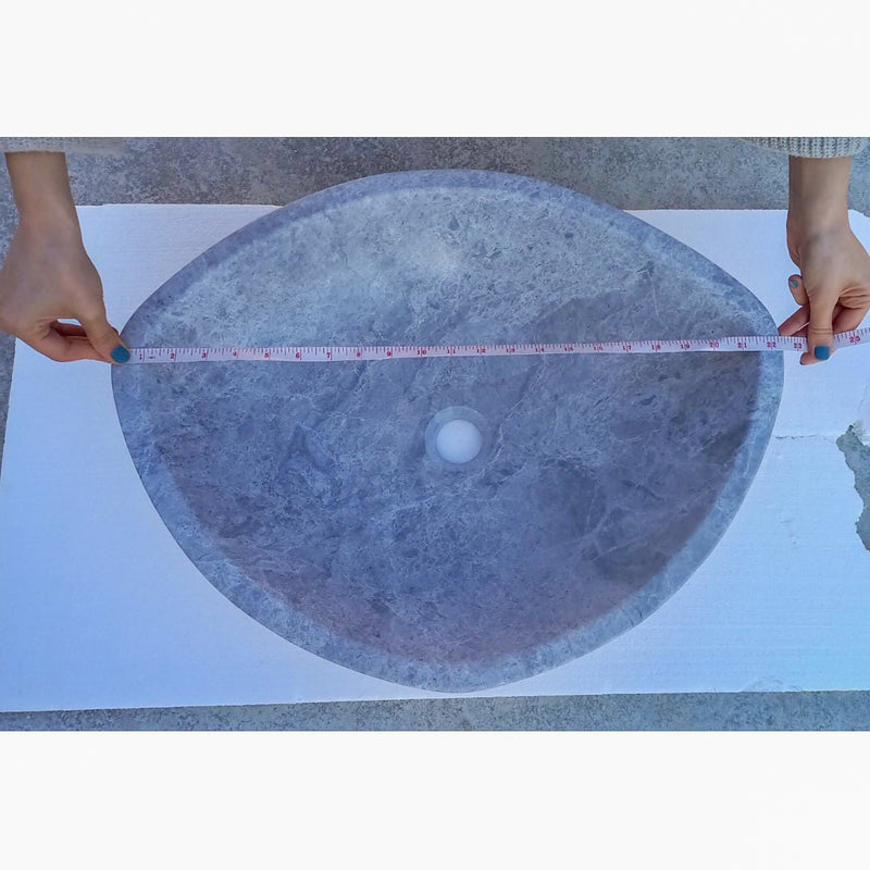 Sirius Gray Marble Above Vanity Bathroom Vessel Sink Honed (W)22" (D)18" (H)5.5" length measure view