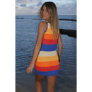 [Size XL Only] Rib Knit Set Skirt and Top | Orange and Blue Stripes