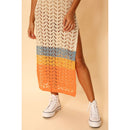 [Size XL Remaining] Cream Open Knit Color Block Cover Up | Long Swimsuit Summer Attire