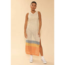 [Size XL Remaining] Cream Open Knit Color Block Cover Up | Long Swimsuit Summer Attire