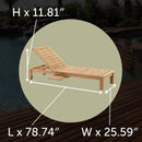 Cancun Natural Teak Outdoor Chaise Lounger with Side Table