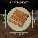 Denali Oiled Teak Outdoor Interlocking Tiles, 9 Slat (10 sq ft)