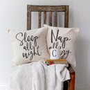 Sleep All Night and Nap All Day Pillow Covers, 2-Pack