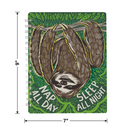 Sloth Nap All Day Sleep All Night Spiral Notebook | 120 Lined Pages | 9" x 7"