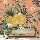 Modish Yellow Flowers Contemporary Wallpaper