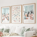 Cute Winter Village Christmas Art Decor Prints