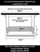 Sonoma Wicker Daybed Porch Swing With Cushions