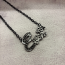Sourpuss “Evil” Pendant Necklace with Black Rhinestones Gothic Statement Jewelry