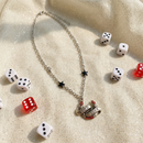 Sourpuss "Good Luck” Horseshoe Necklace with Red Rhinestones & Black Star Charms