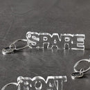 Spare Acrylic Keychain | Clear Word Shaped Key Holder | 3.5"L x 1"H