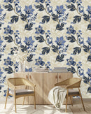 Blue Vintage Flowers Wallpaper