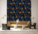 Fashionable Orange Flowers Wallpaper Chic
