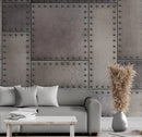 Rustic Metal Steel 3D Wallpaper Mural.