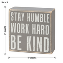 Stay Humble Gray Box Sign Set | Giftable Home Decor | 4" x 4" | Gift for Her