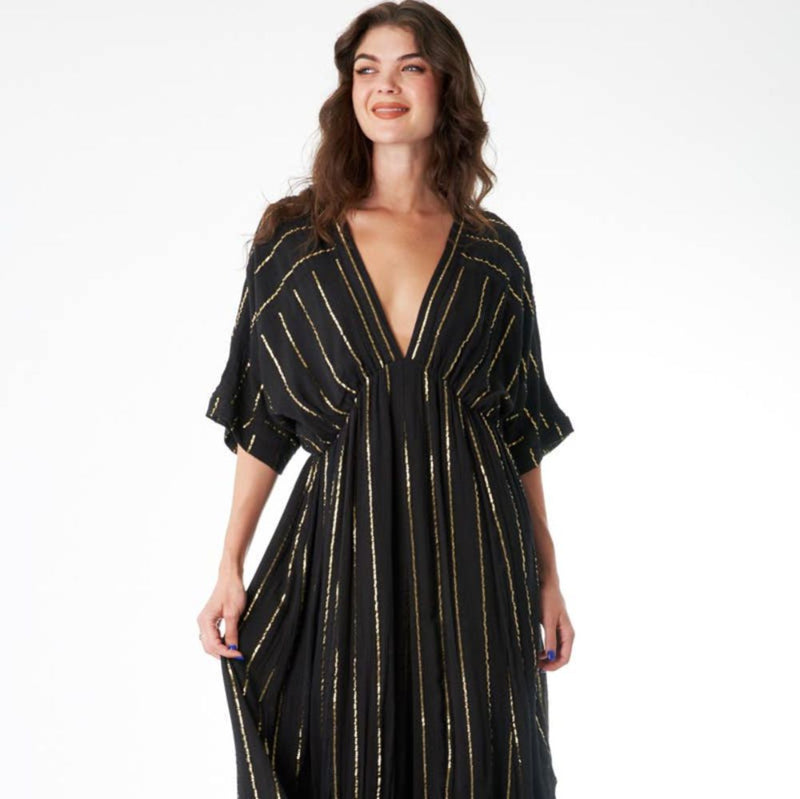 Striped Sequin Midi Dress [Sizes Small and Medium Only] Black / S