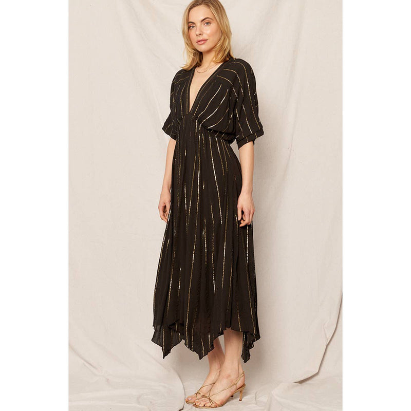 Striped Sequin Midi Dress [Sizes Small and Medium Only] Black / S