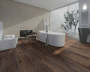 SPC Vinyl Rigid Core 7" Width 60" RL, 6mm Thick, 1.5mm IXPE Studio Russet, Invicta - Mazzia Collection bath view