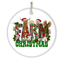Enchanting Farm Christmas Ceramic Ornament with Horse, Pig, Goat, Cattle and Hog
