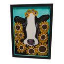 Louise the Sunflower Cow Wooden Canvas Painting | 9.75" x 13.25" | The Painted Attic