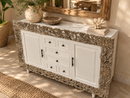 Carved White Sideboard with Drawers & Cabinets - 60 x 18 x 39 in