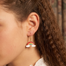 Sunny Skies '70s-'80s Style Enamel Rainbow Hook Earrings