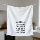 Support Your Local Farmers Market Dish Cloth Towel | Rustic Cotton Farmhouse Kitchen Hand Towel