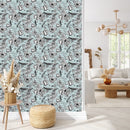 Contemporary Light Blue Floral Wallpaper