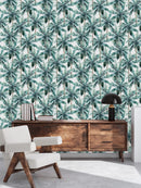 Contemporary Green Palms Wallpaper Tasteful