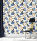 Elegant Blue Flowers Wallpaper Fashionable