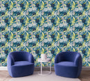 Blue Wallpaper with Pineapple
