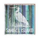 Sanibel Island Heron Blue Boards | Real Wood Art Print